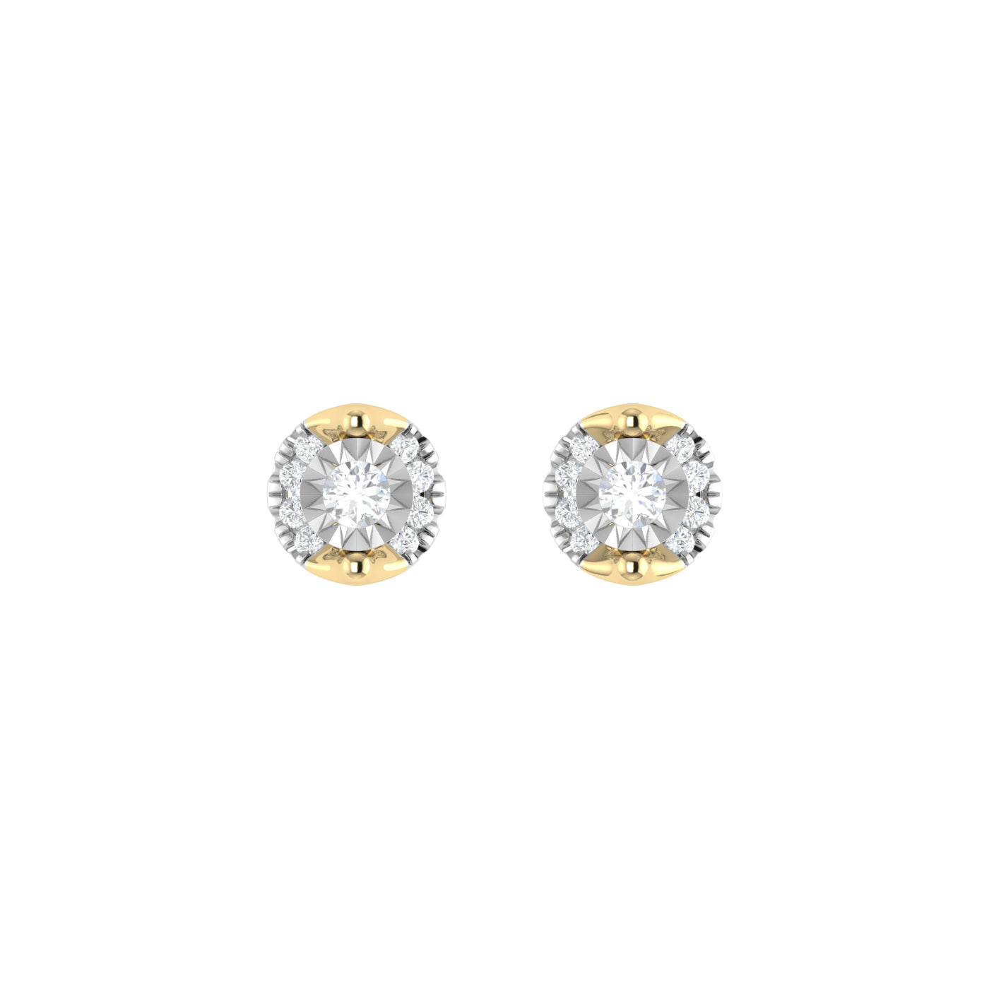 9ct Gold 0.12ct Diamond GH Colour I2-I3 Halo Stud Earrings