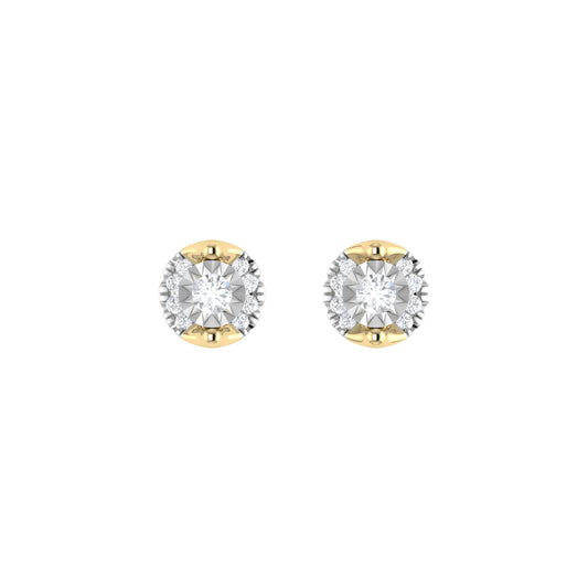 9ct Gold 0.12ct Diamond GH Colour I2-I3 Halo Stud Earrings