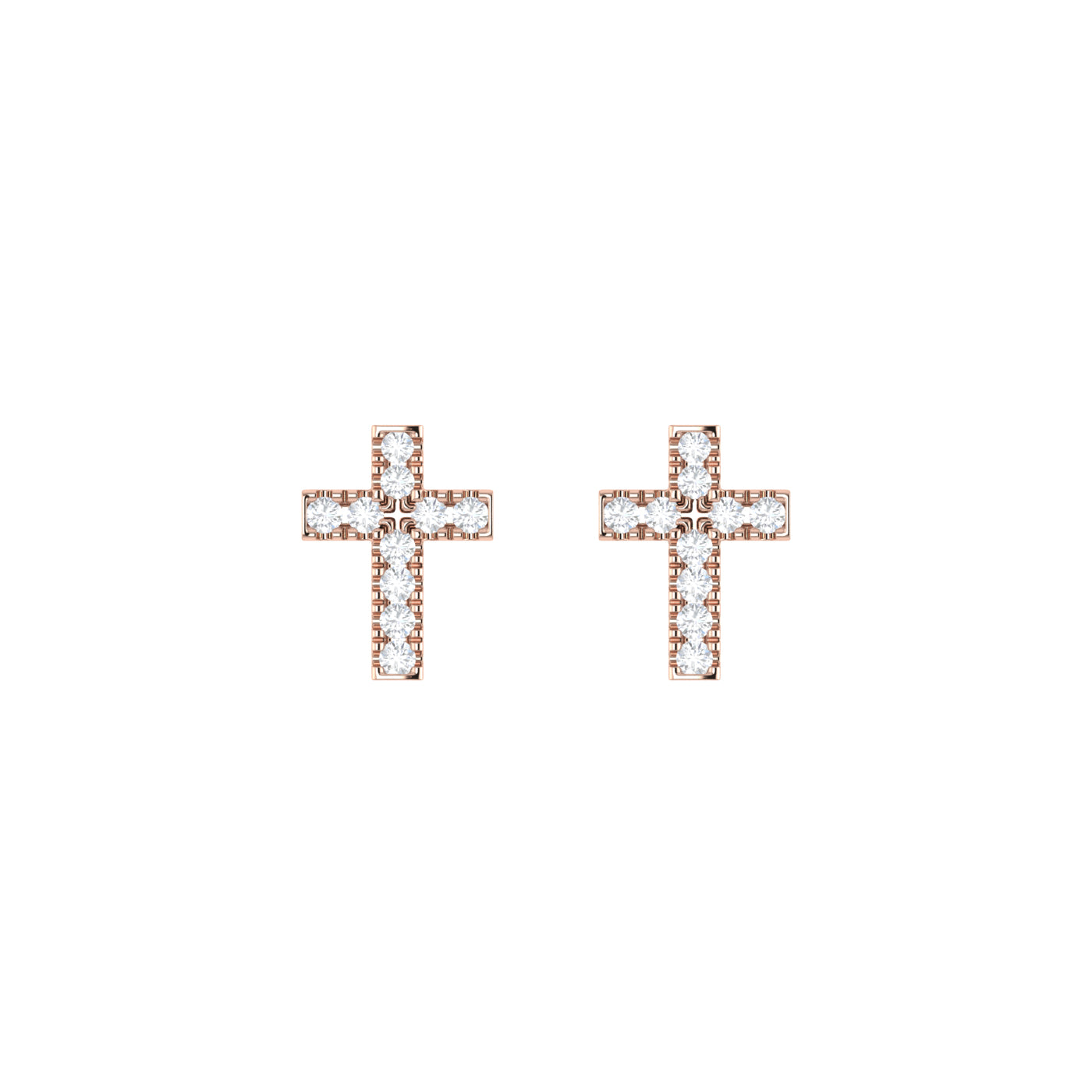 9ct Gold 0.04ct GH Colour I2-I3 Diamond Cross Stud Earrings