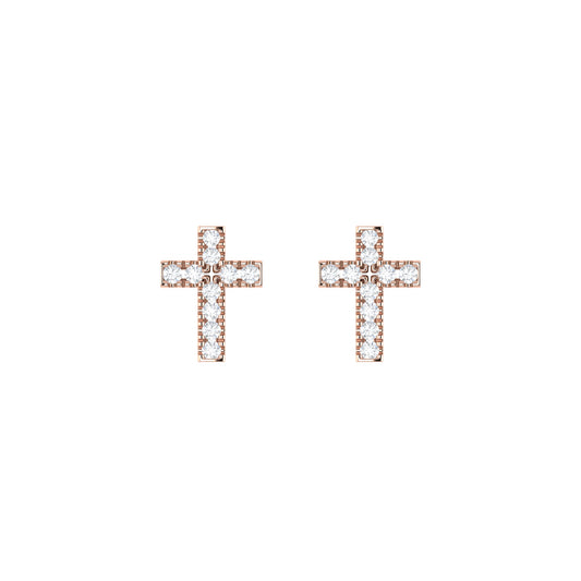 9ct Gold 0.04ct GH Colour I2-I3 Diamond Cross Stud Earrings