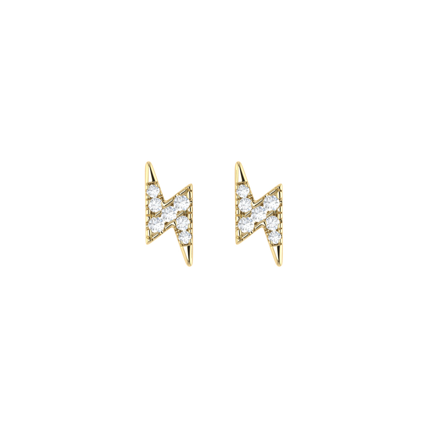 9ct Gold 0.05ct GH Colour I2-I3 Diamond Lightning Flash Stud Earrings