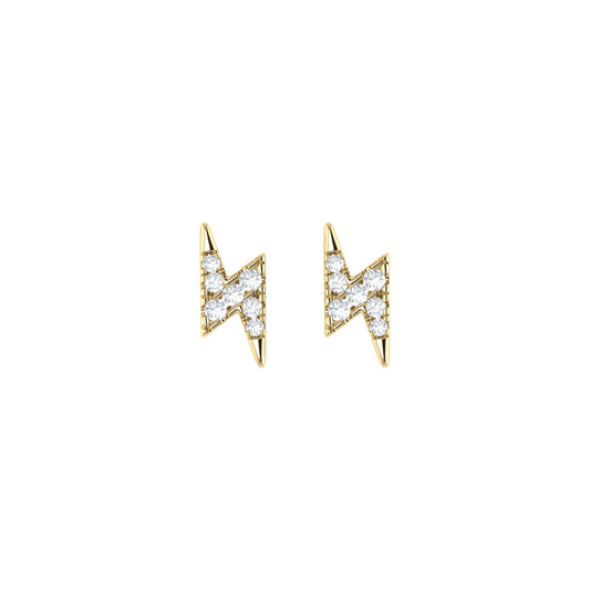 9ct Gold 0.05ct GH Colour I2-I3 Diamond Lightning Flash Stud Earrings