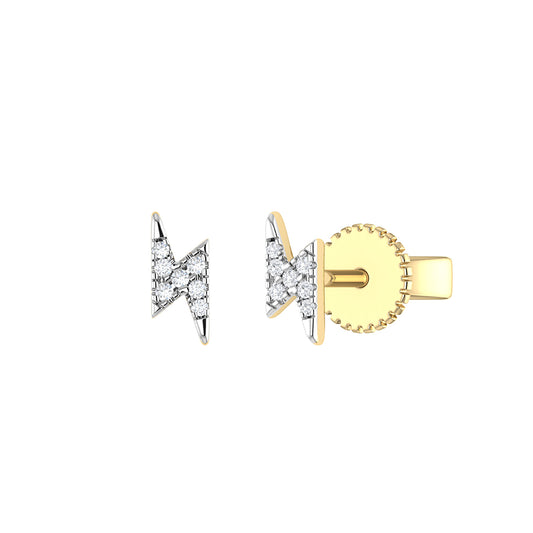 9ct Gold 0.03ct GH Colour I2-I3 Diamond Lightning Flash Stud Earrings