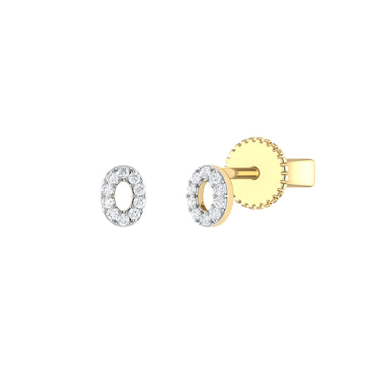 9ct Yellow Gold 0.05ct GH Colour I2-I3 Diamond Open Circle Stud Earrings