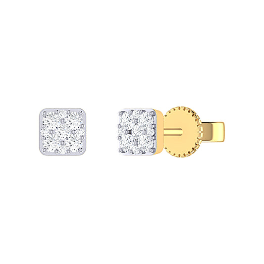 9ct Yellow Gold 0.25ct GH/I3 Diamond Square Stud Earrings