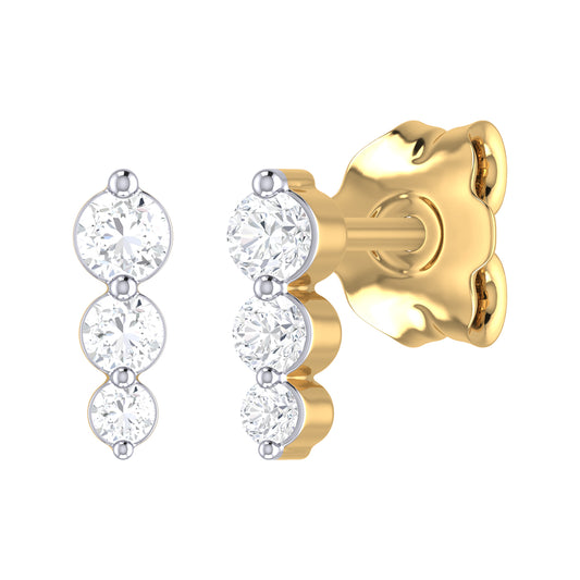 9ct Yellow Gold 0.121ct Diamond Trilogy Stud Earrings