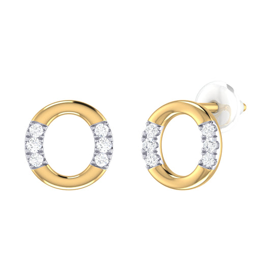 9ct Yellow Gold 0.075ct Diamond Open Circle Stud Earrings with Silicone Push Backs