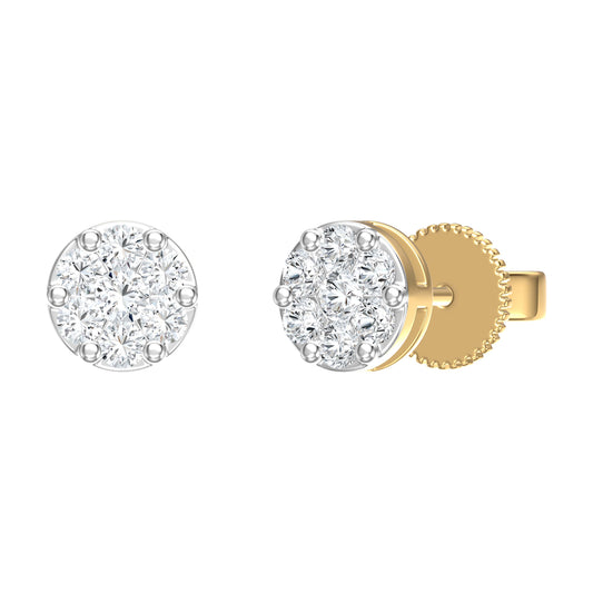 9ct Yellow Gold 0.54ct Diamond Round Stud Earrings