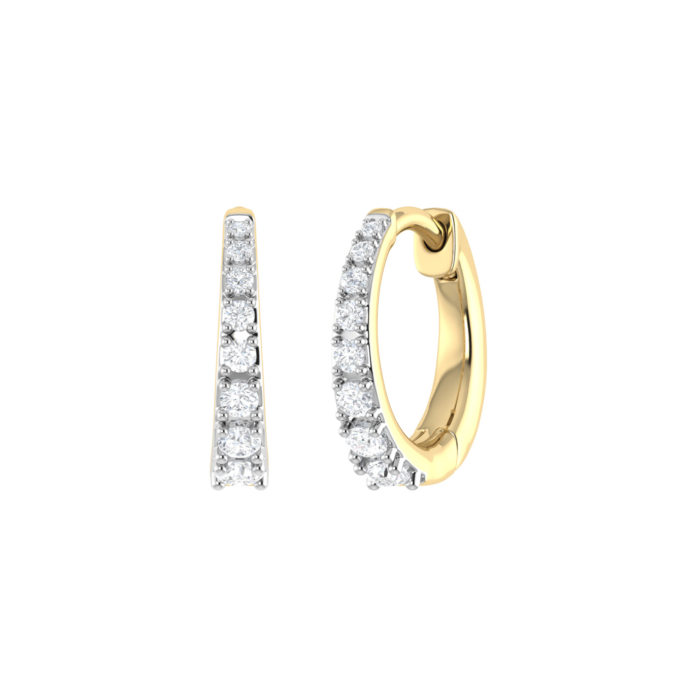 9ct Gold 0.16ct GH Colour I2-I3 Diamond Huggie Hoop Earrings