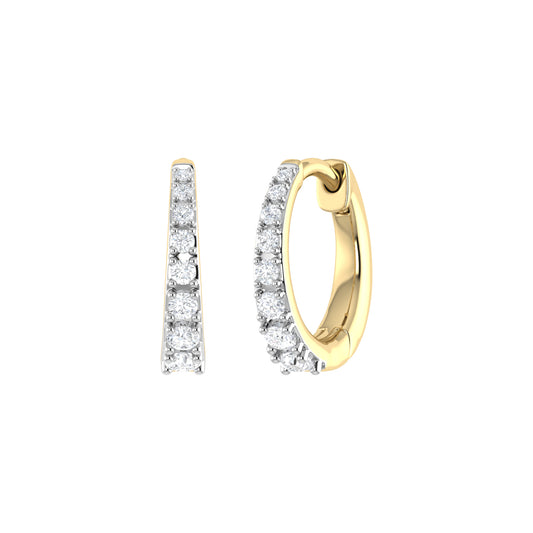 9ct Gold 0.16ct GH Colour I2-I3 Diamond Huggie Hoop Earrings