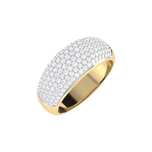 9ct Gold 1.03ct GH Colour I2-I3 Diamond Pave Set Domed Band Ring