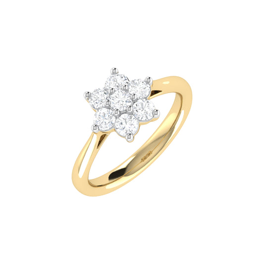 9ct Yellow Gold 0.7ct GH Colour I2-I3 Diamond Flower Ring