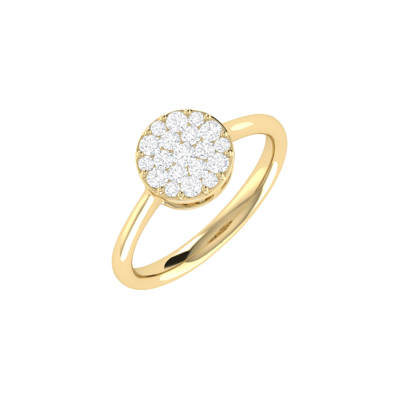 9ct Gold 0.5ct GH Colour I2-I3 Diamond Round Cluster Ring