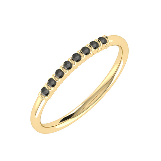 9ct Gold 0.08ct GH Colour I2-I3 Black Diamond Slim Band Ring