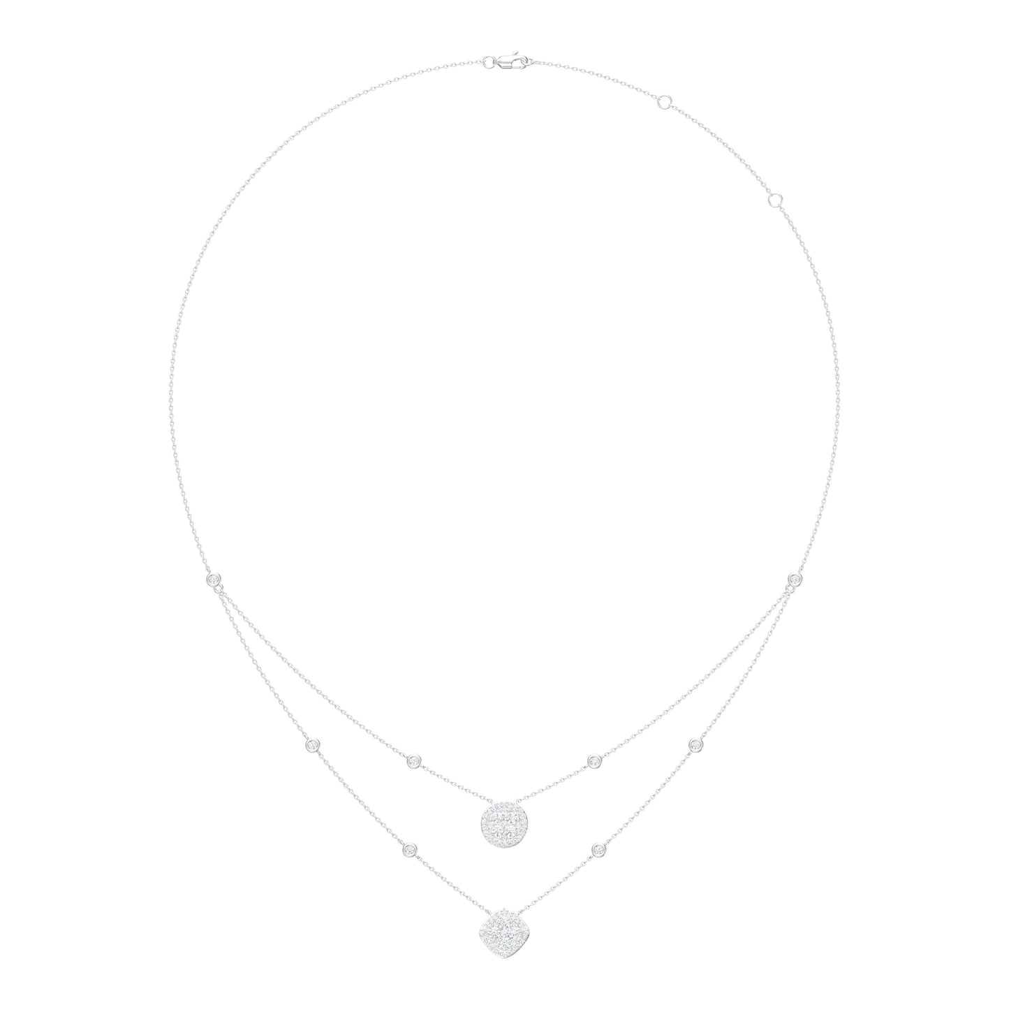 9ct White Gold 1.02ct GH/S43-I1 Diamond Layered Necklace 18inch