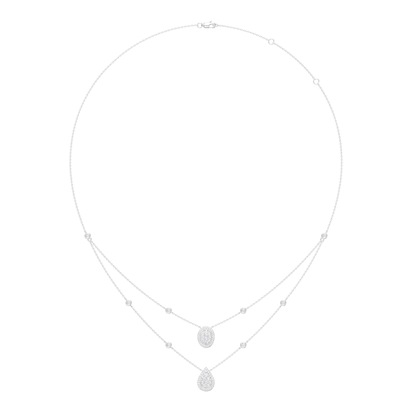 9ct White Gold 0.84ct GH/SI3-I1 Diamond Layered Necklace 18inch