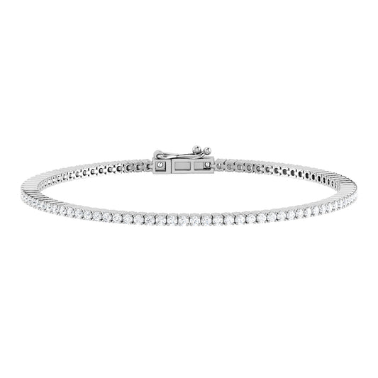 9ct White Gold 1.3ct GH Colour I2-I3 Diamond Tennis Bracelet