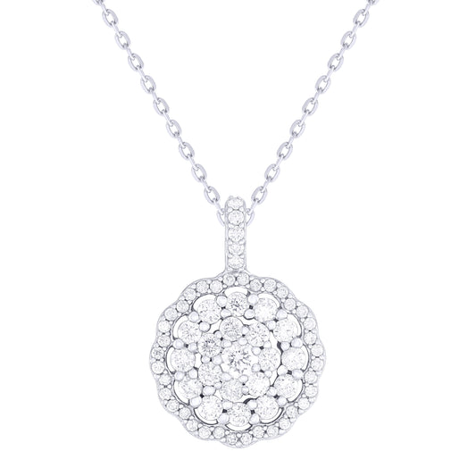 9ct White Gold 0.48ct GH/I3 Diamond Fancy Pendant on Chain 18 inch