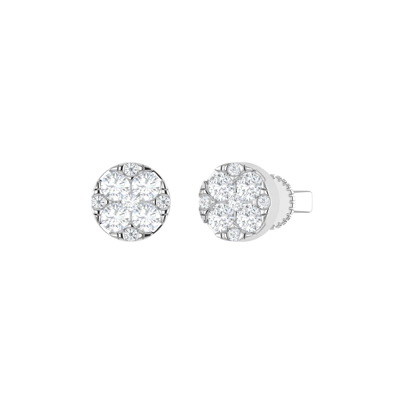 9ct White Gold 0.53ct GH Colour I2-I3 Diamond Multi-Set Round Stud Earrings