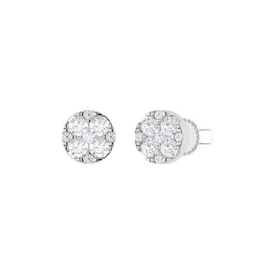 9ct White Gold 0.53ct GH Colour I2-I3 Diamond Multi-Set Round Stud Earrings