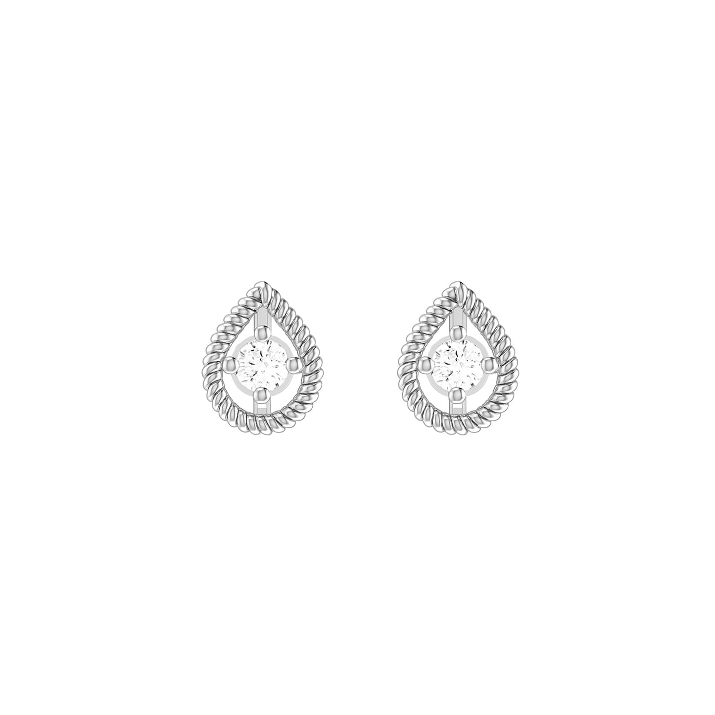 9ct White Gold 0.045ct FG /I1-I2  Diamond Open Teardrop Earrings with Silicone Pushbacks