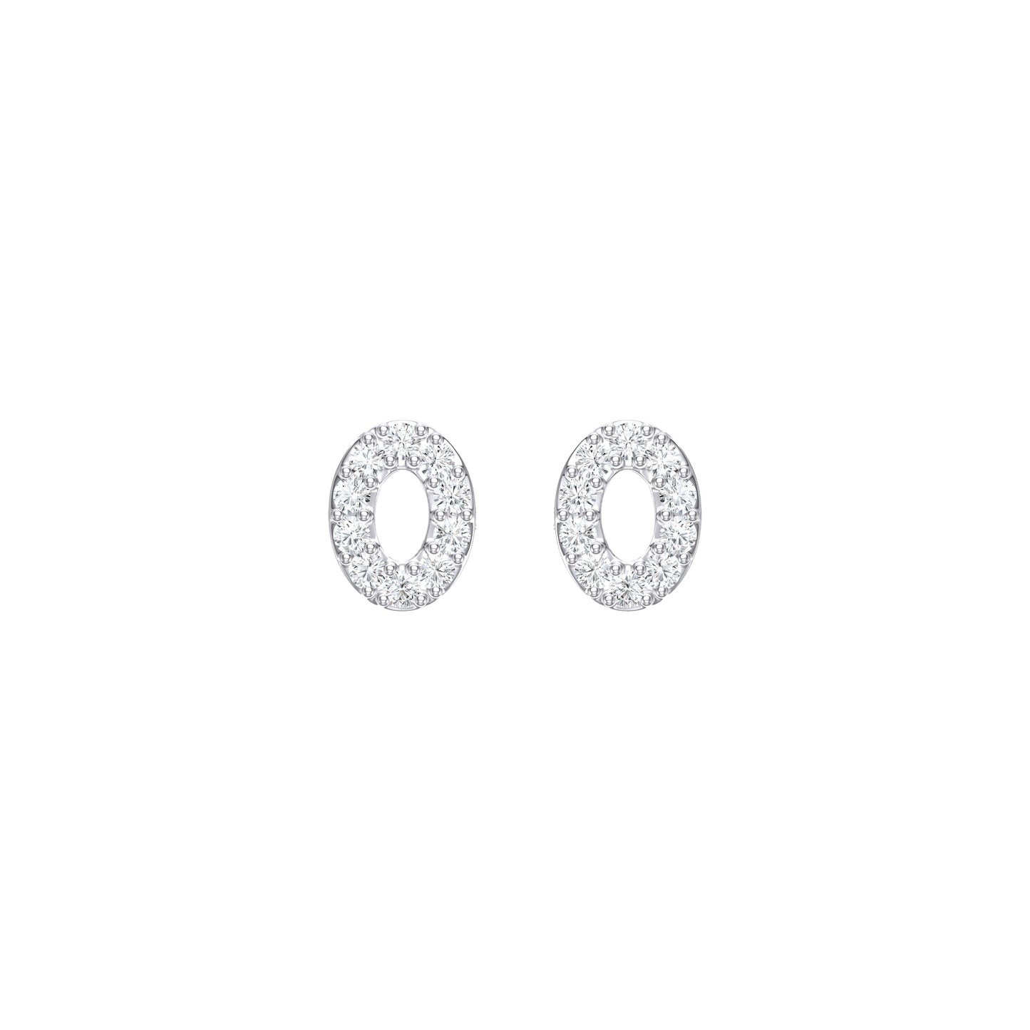 9ct White Gold 0.042ct GH /I3 Diamond Oval Earrings with Silicone Pushbacks