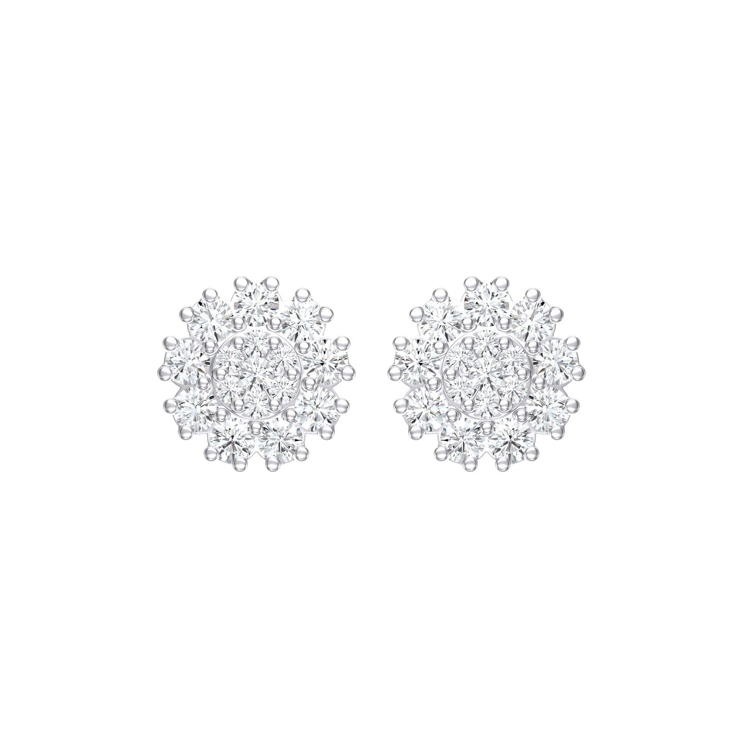 9ct Gold White 0.33ct FG /I1-I2  Diamond Flower Earrings with Silicone Push Backs