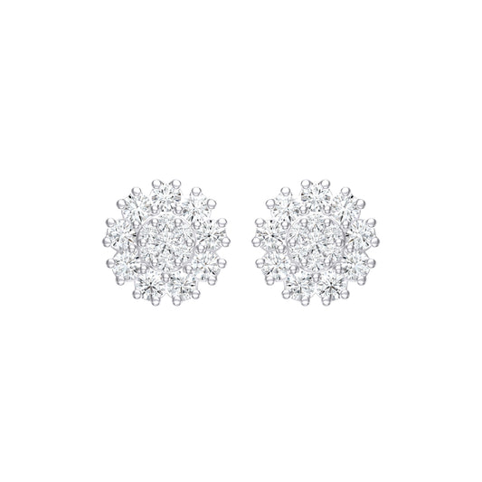 9ct Gold White 0.33ct FG /I1-I2  Diamond Flower Earrings with Silicone Push Backs