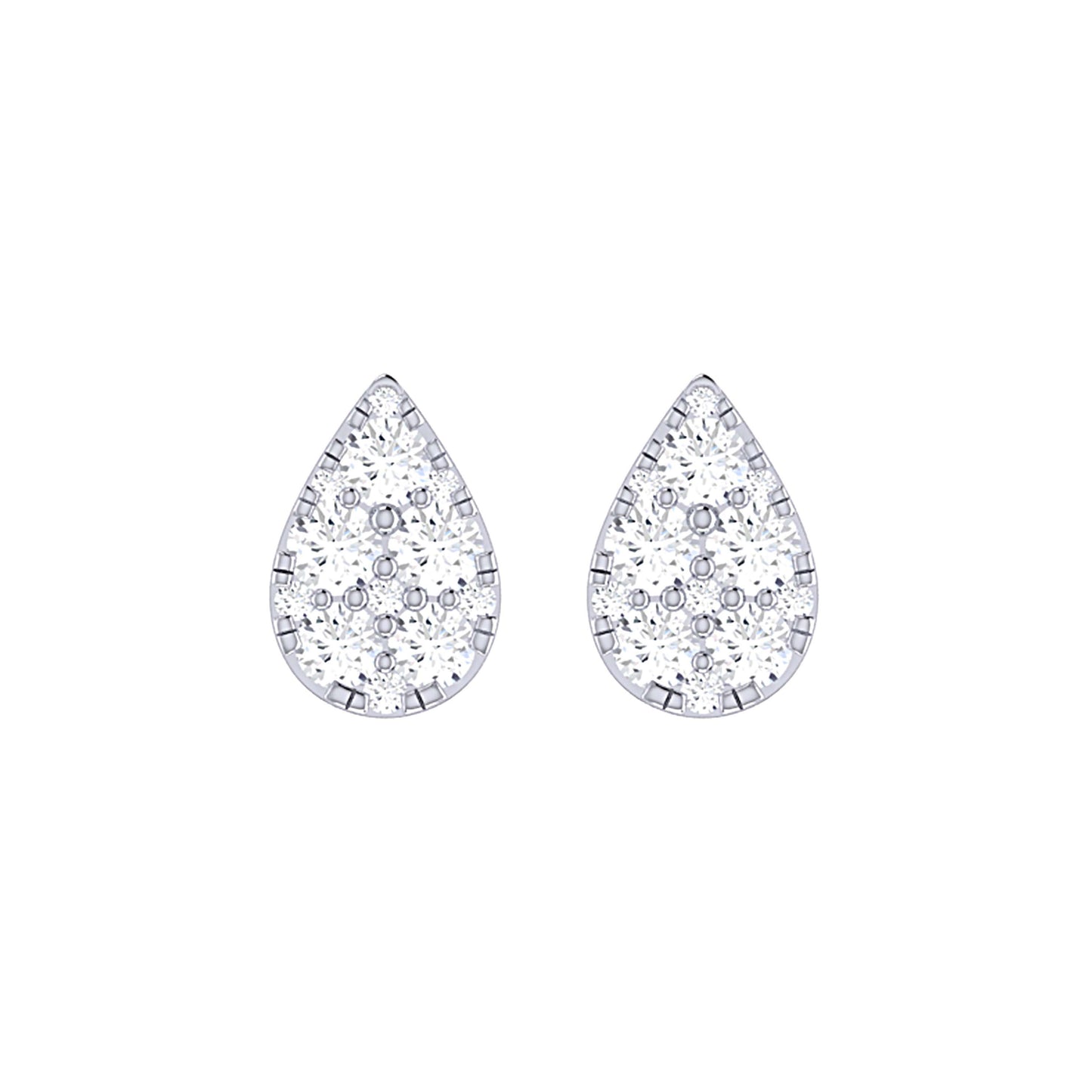 9ct White Gold 0.49ct FG /I1-I2  Diamond Teardrop Earrings with Silicone Push Backs