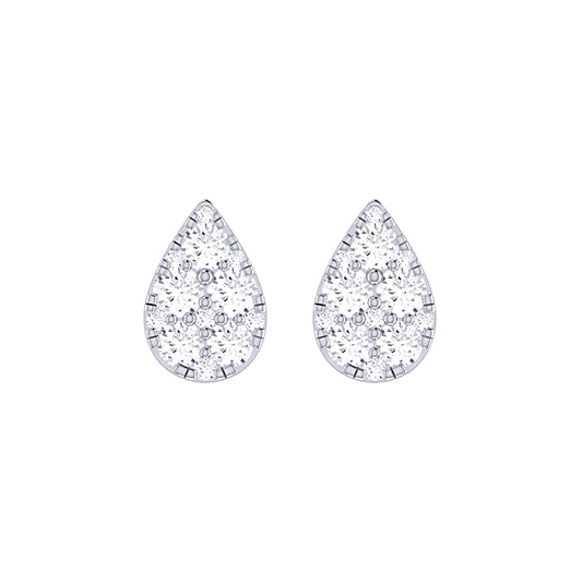 9ct White Gold 0.49ct FG /I1-I2  Diamond Teardrop Earrings with Silicone Push Backs