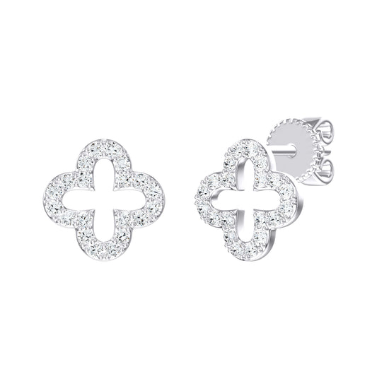 9ct White Gold 0.22ct G-H/I2 Diamond Clover Earrings