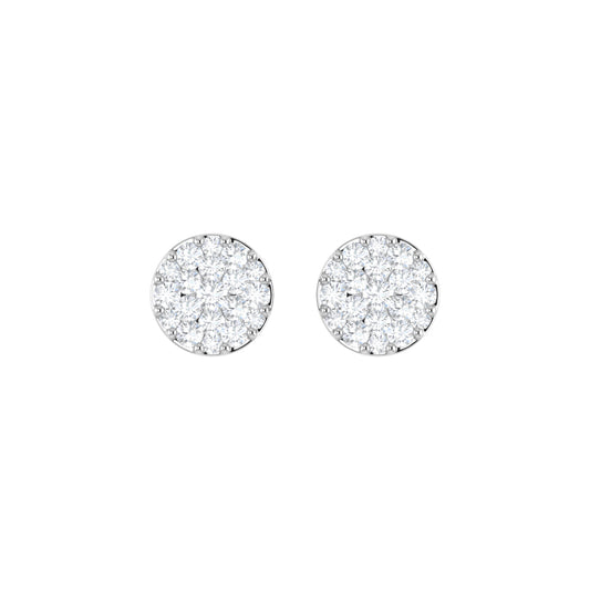 9ct White Gold 0.59ct GH Colour I2-I3 Diamond  Round Cluster Stud Earrings