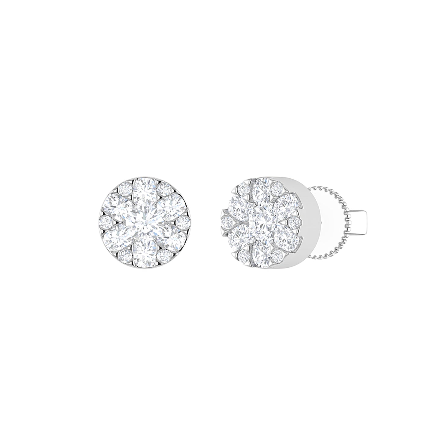 9ct White Gold 1ct I2/H Diamond Stud Earrings