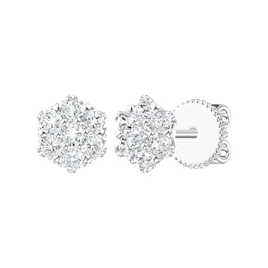 9ct White Gold 0.47ct GH/I3 Diamond Flower Stud Earrings