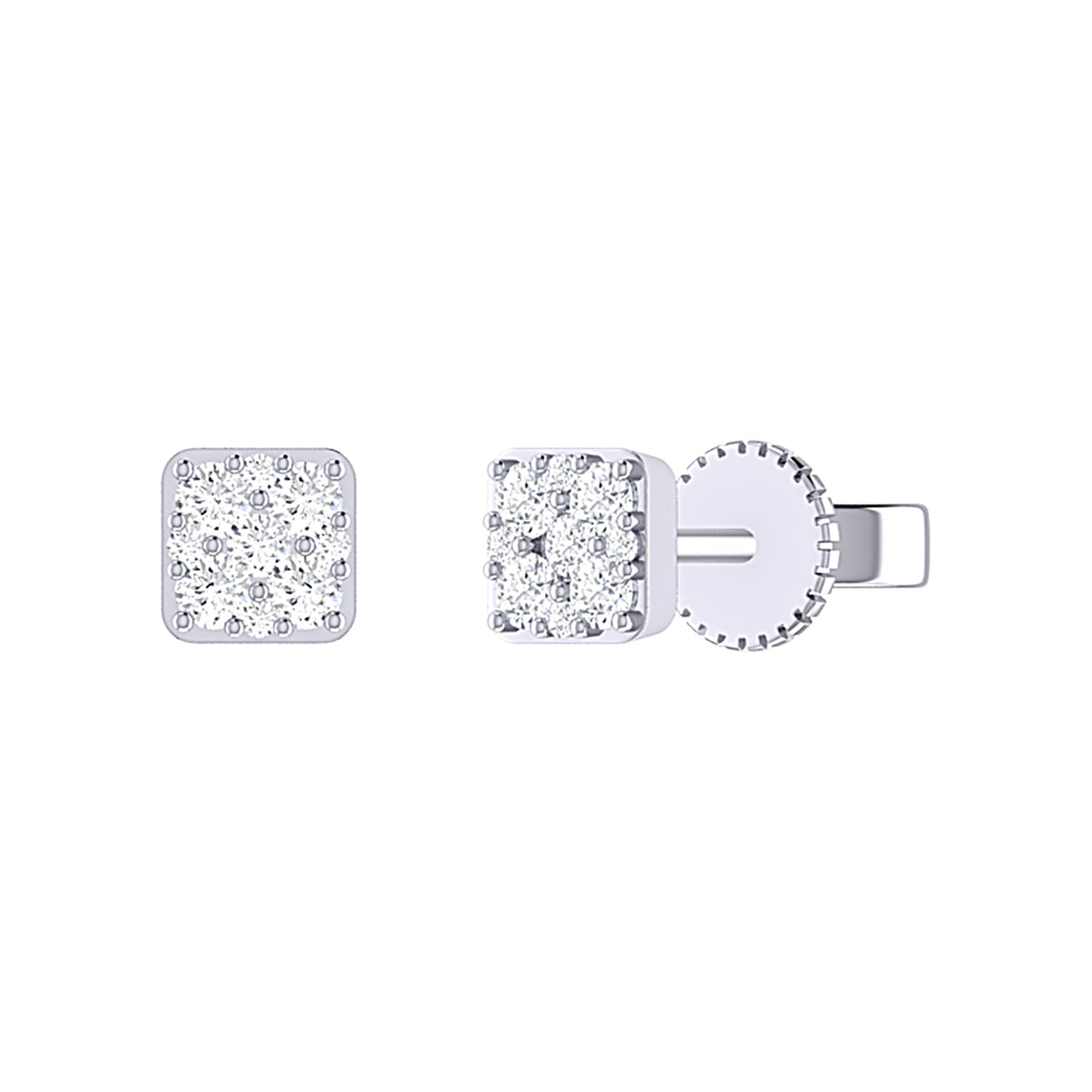9ct White Gold 0.25ct GH/I3 Diamond Square Stud Earrings