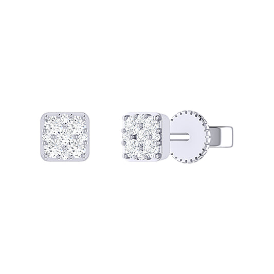 9ct White Gold 0.25ct GH/I3 Diamond Square Stud Earrings