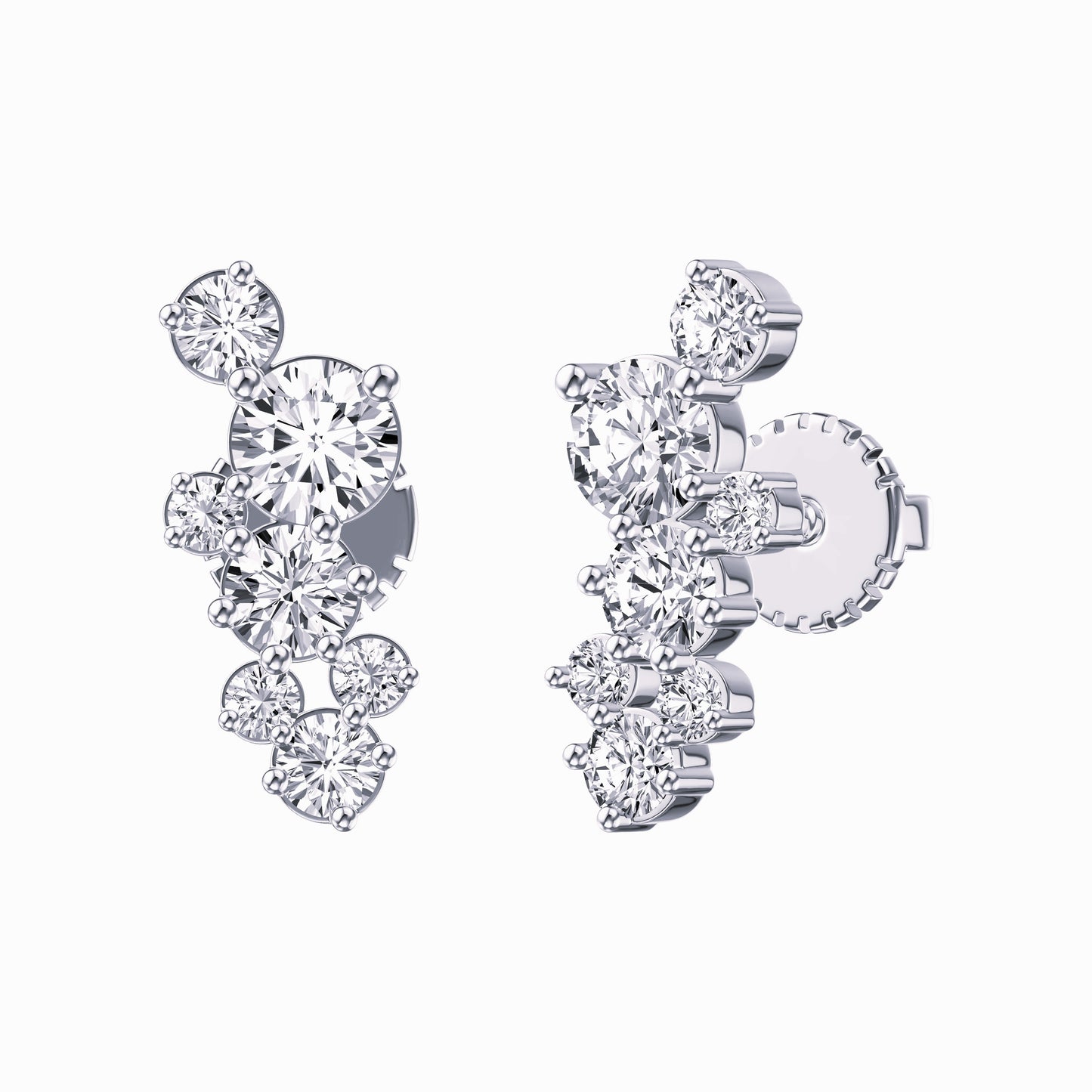 9ct White Gold 0.74ct GH/I3 Diamond Cluster Stud Earrings