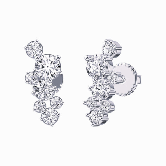 9ct White Gold 0.74ct GH/I3 Diamond Cluster Stud Earrings