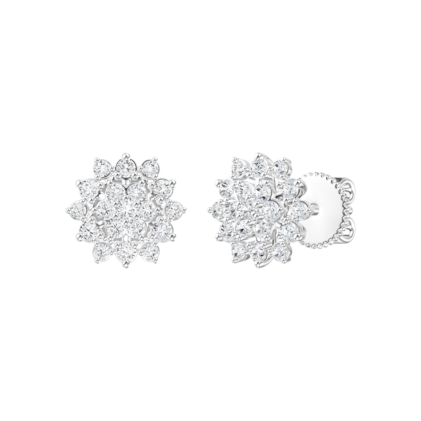 9ct White Gold 0.51ct GH/I3 Diamond Snowflake Stud Earrings