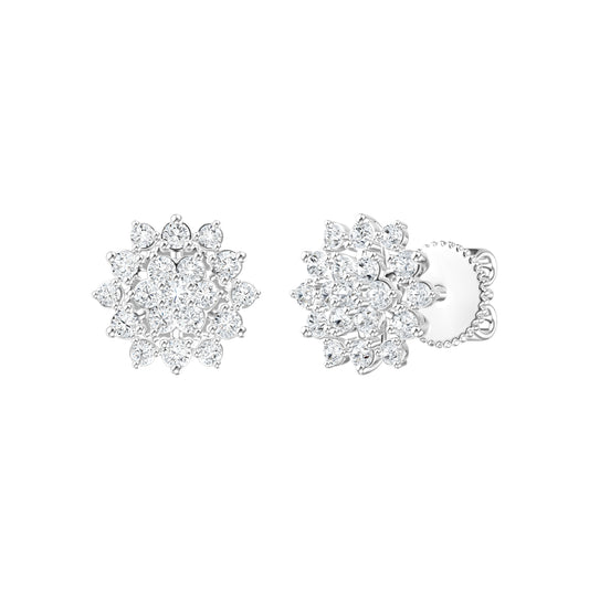 9ct White Gold 0.51ct GH/I3 Diamond Snowflake Stud Earrings