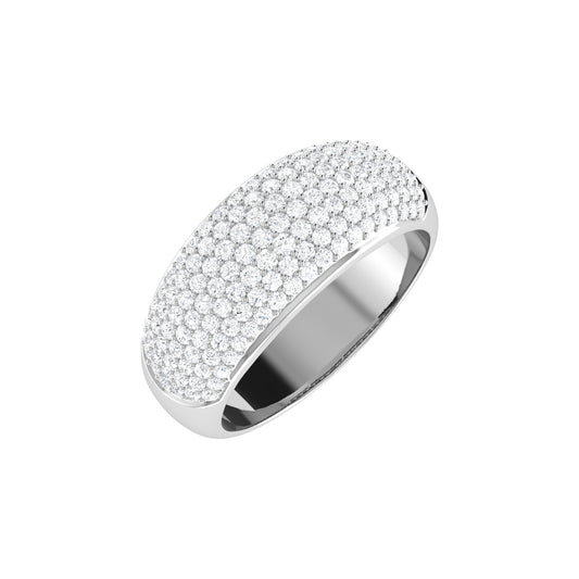 9ct White Gold 1.03ct GH Colour I2-I3 Diamond Pave Set Domed Band Ring