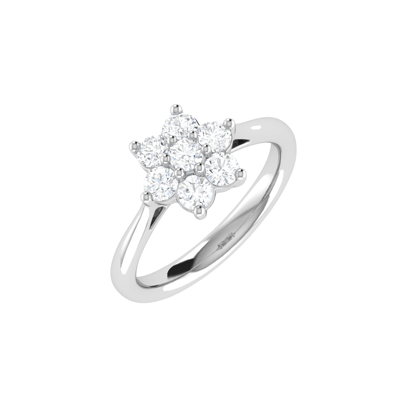 9ct White Gold 0.7ct GH Colour I2-I3 Diamond Flower Ring