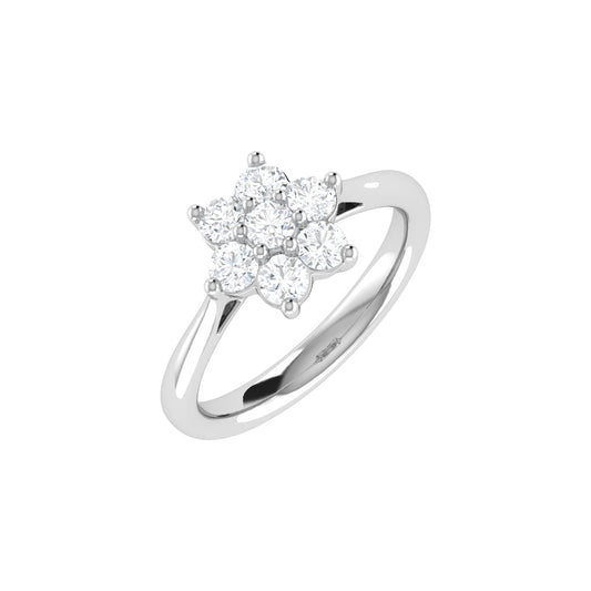 9ct White Gold 0.7ct GH Colour I2-I3 Diamond Flower Ring