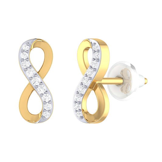 9ct Yellow Gold 0.069ct G-H/I2 Diamond Infinity Earrings with Silicone backs