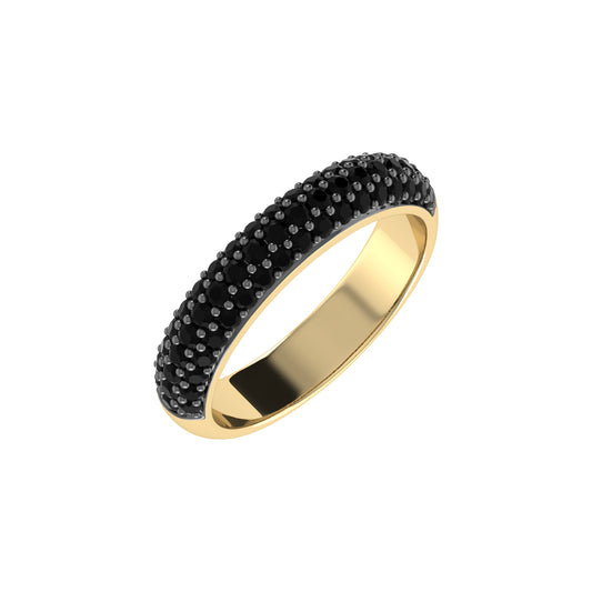 9ct Gold 0.94ct Black Diamond Domed Band Ring