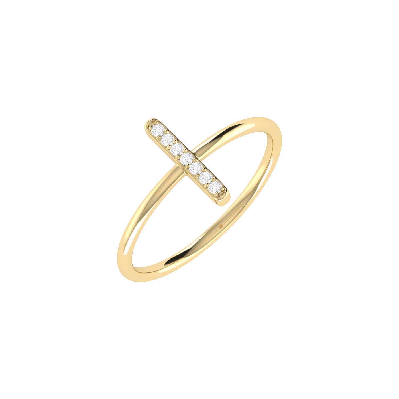 9ct Gold 0.05ct GH Colour I2-I3 Diamond Bar Ring